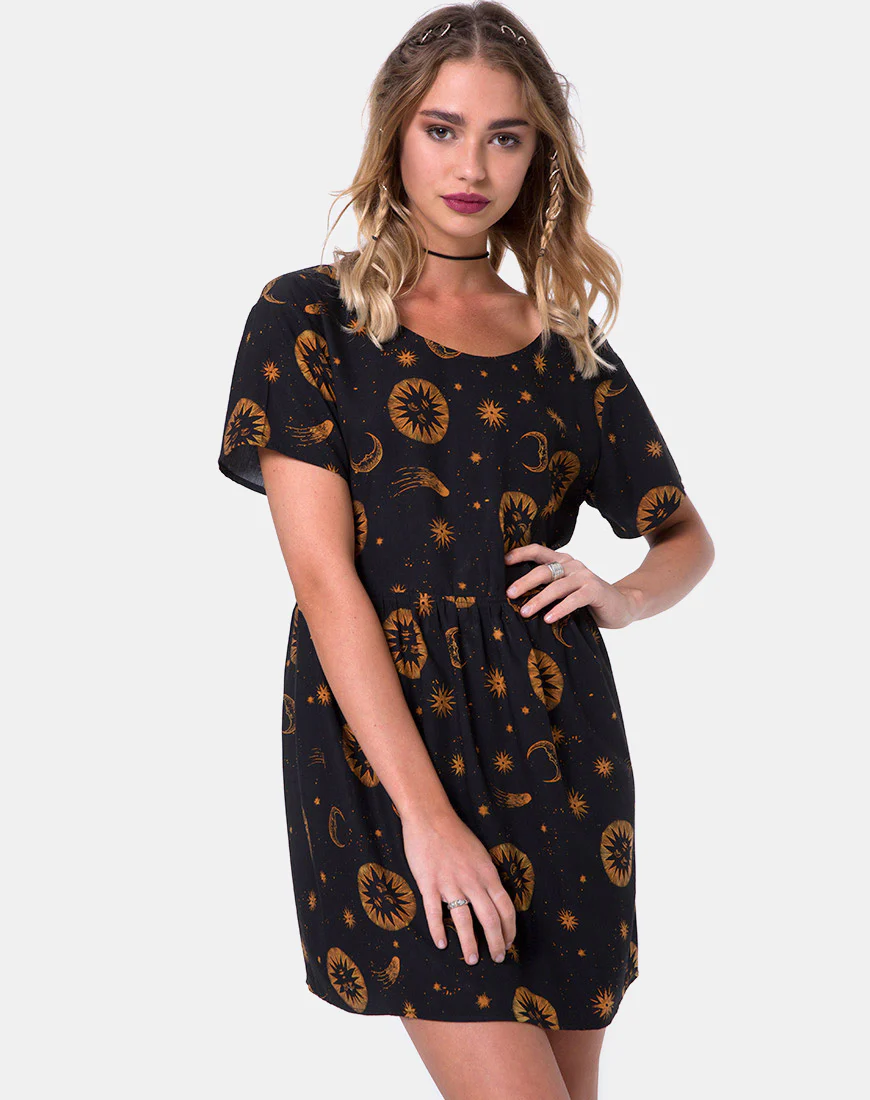 Tiara Dress in Celestial Black - Awmao
