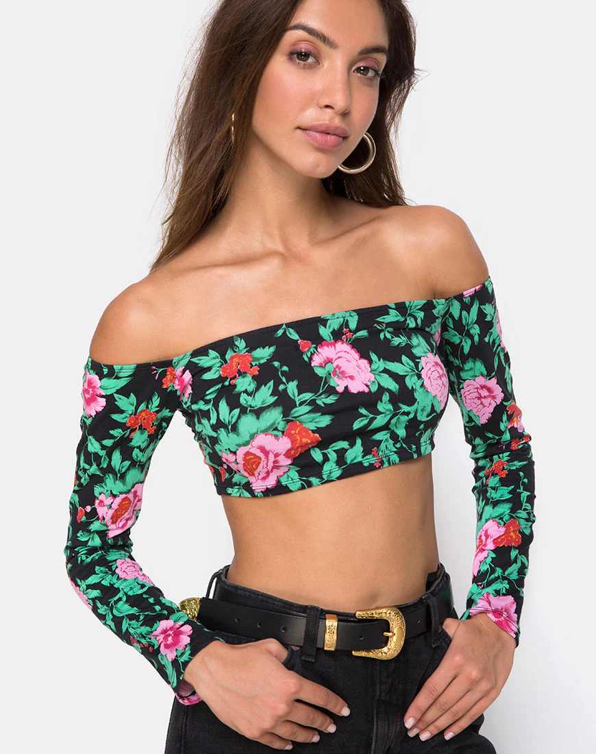 Coga Crop Top in Flower Fling - Awmao