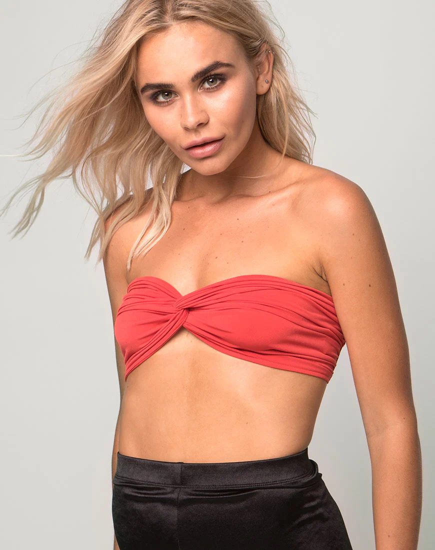 Twisted Bandeau Top in Burnt Orange - Awmao