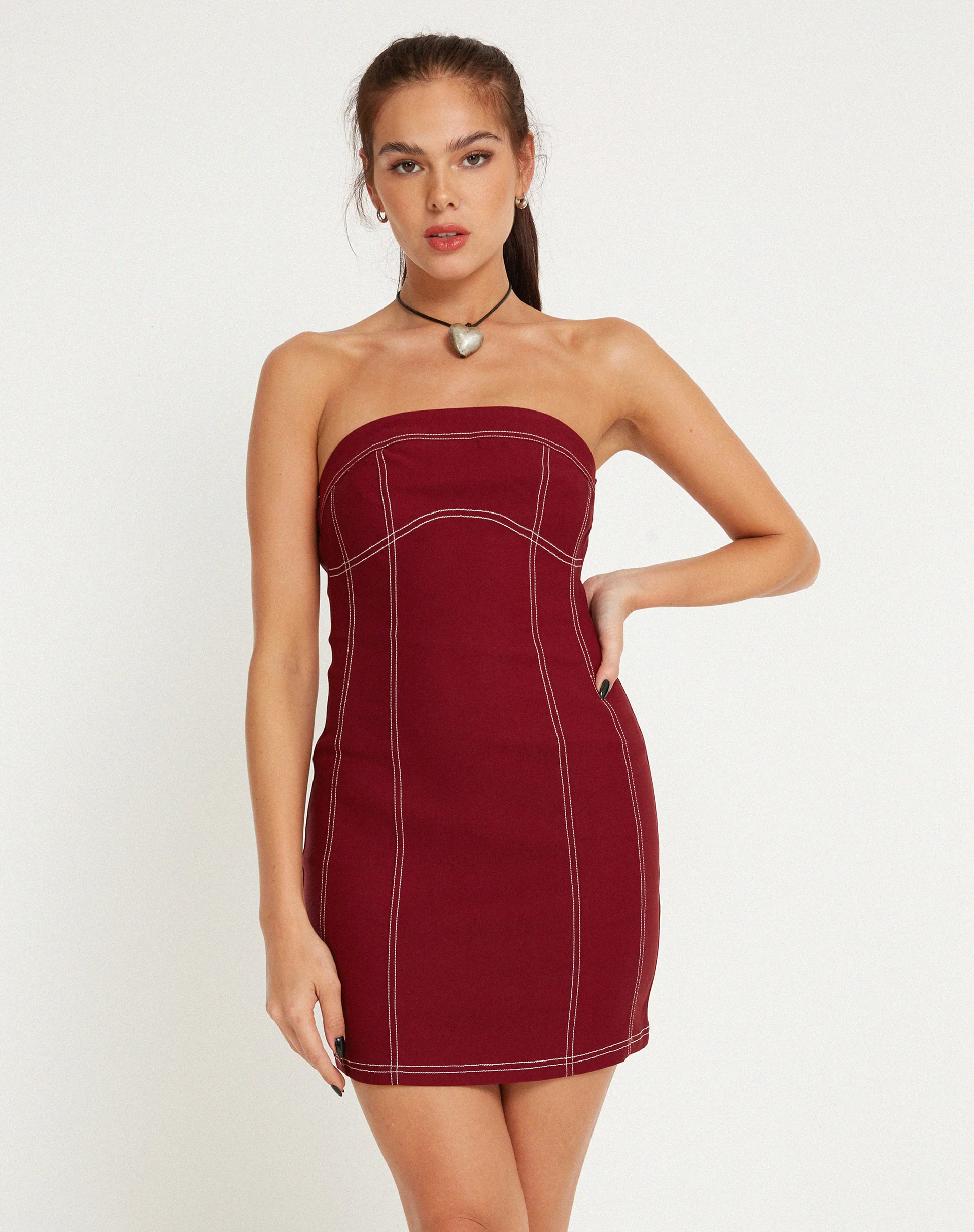 Baladis Mini Dress in Tailoring Redwood - Awmao