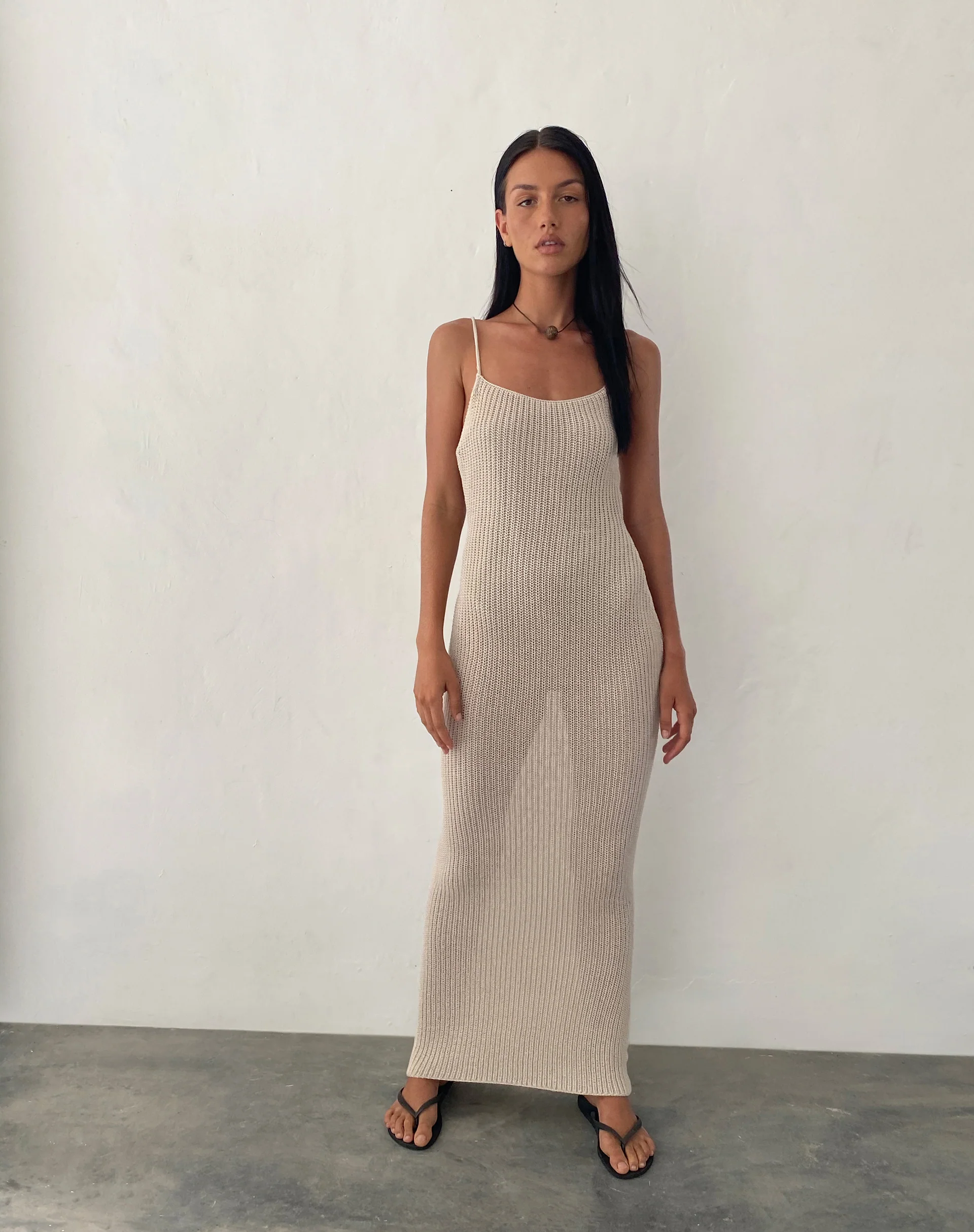 Norila Knitted Maxi Dress in Neutral - Awmao