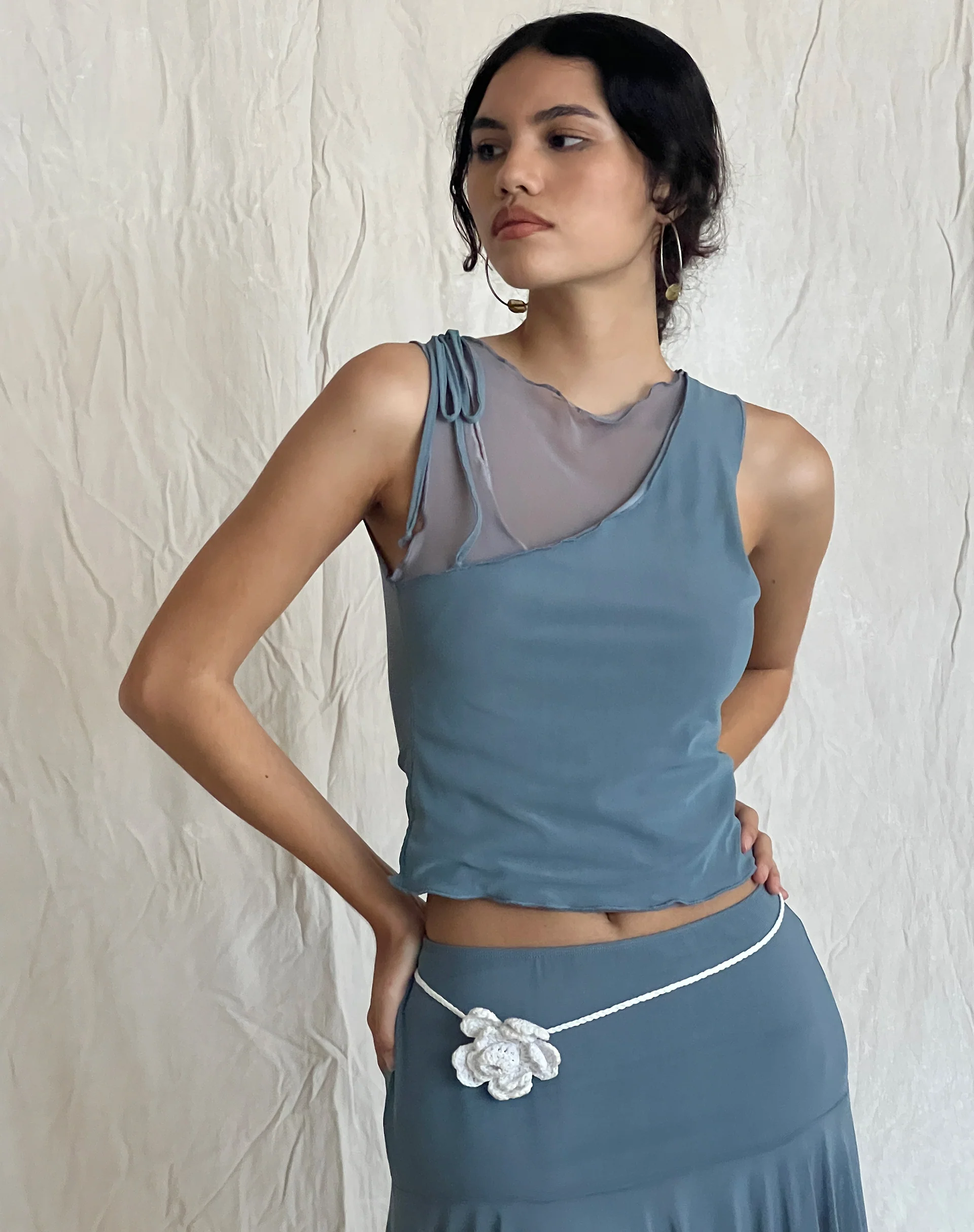 Moni Vest in Blue Grey Mesh - Awmao