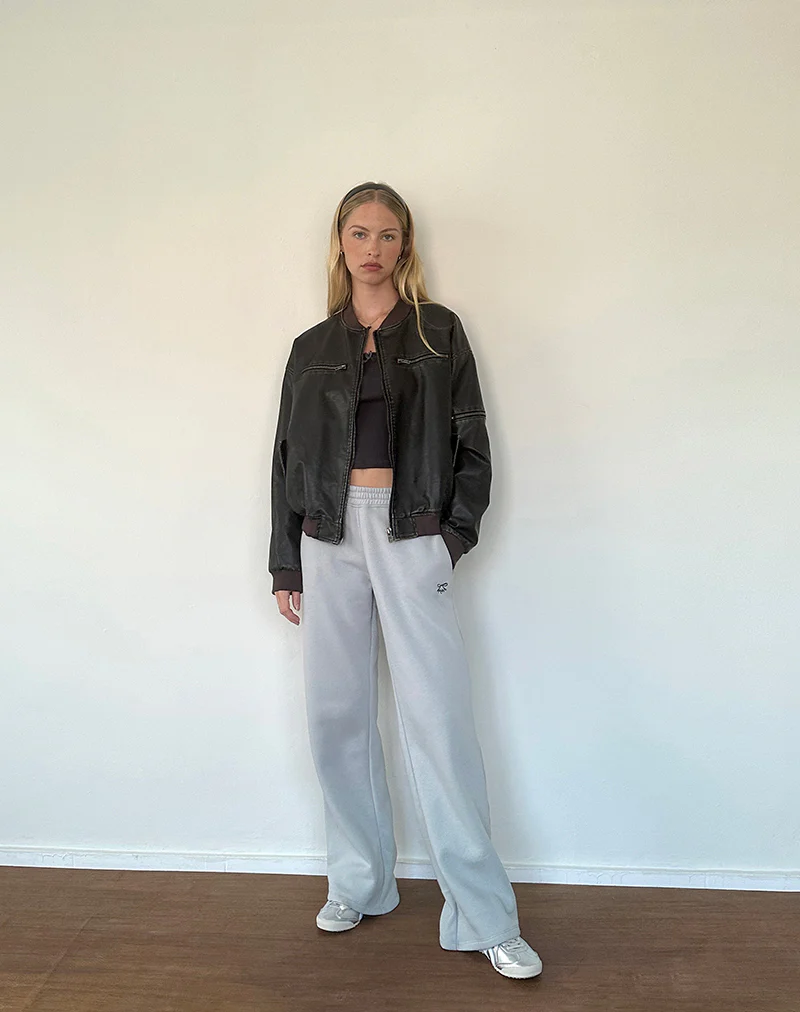 Loose Jogger in Lunar Rock with Ocean Storm Bow Embroidery - Awmao