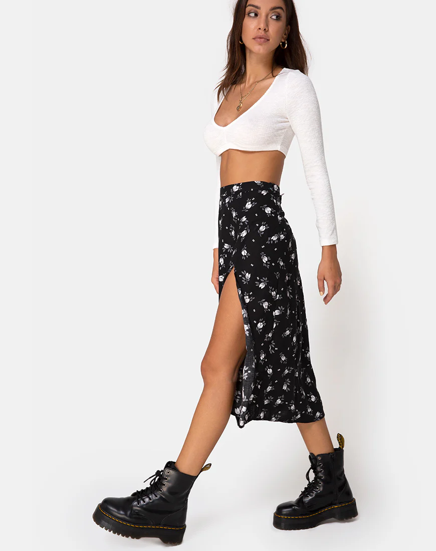 Saika Midi Skirt in Dark Tulip - Awmao