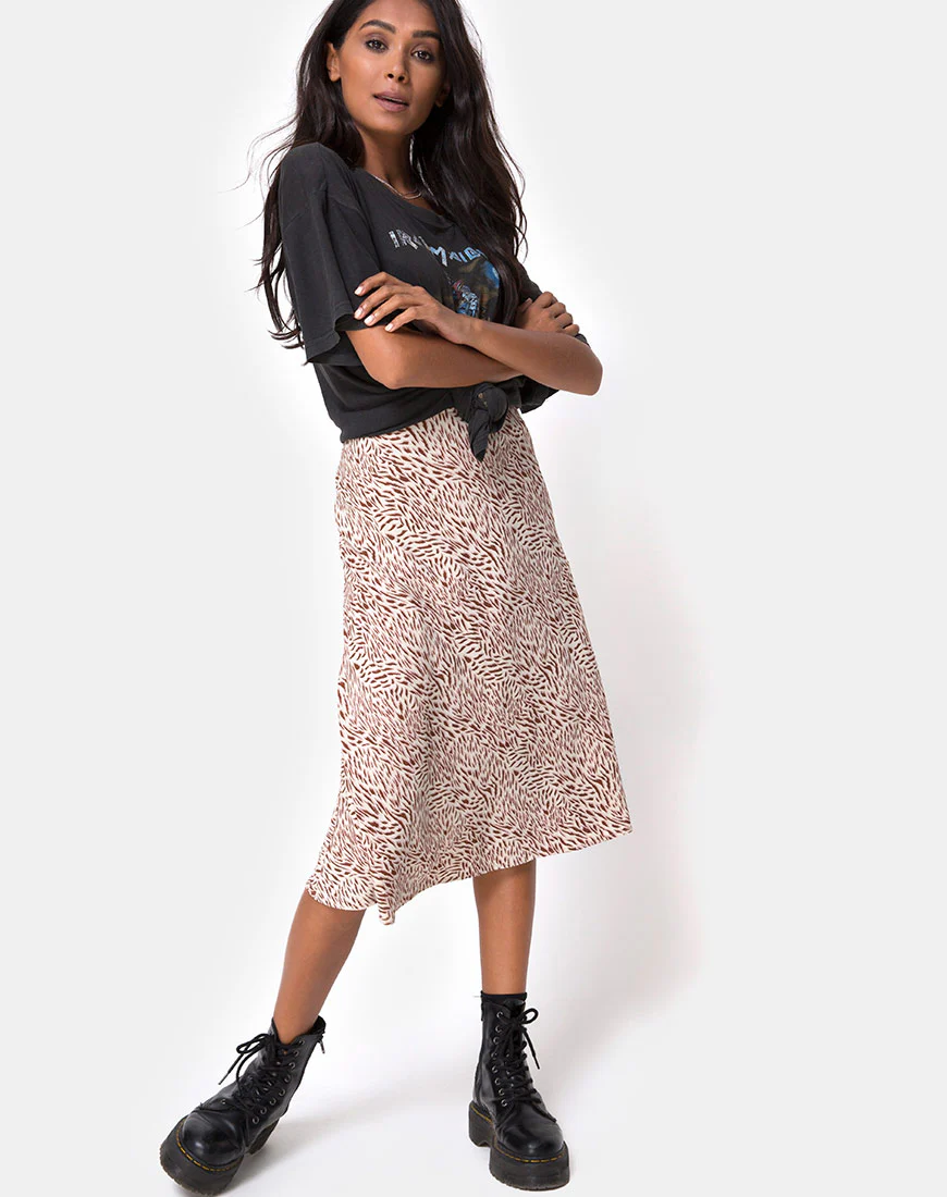 Tauri Midi Skirt in Safari Taupe - Awmao