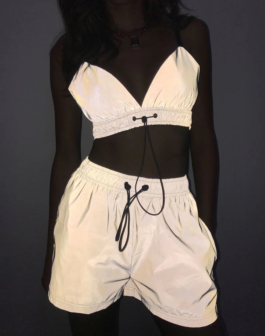 Aruna Short in Reflective Silver - Awmao