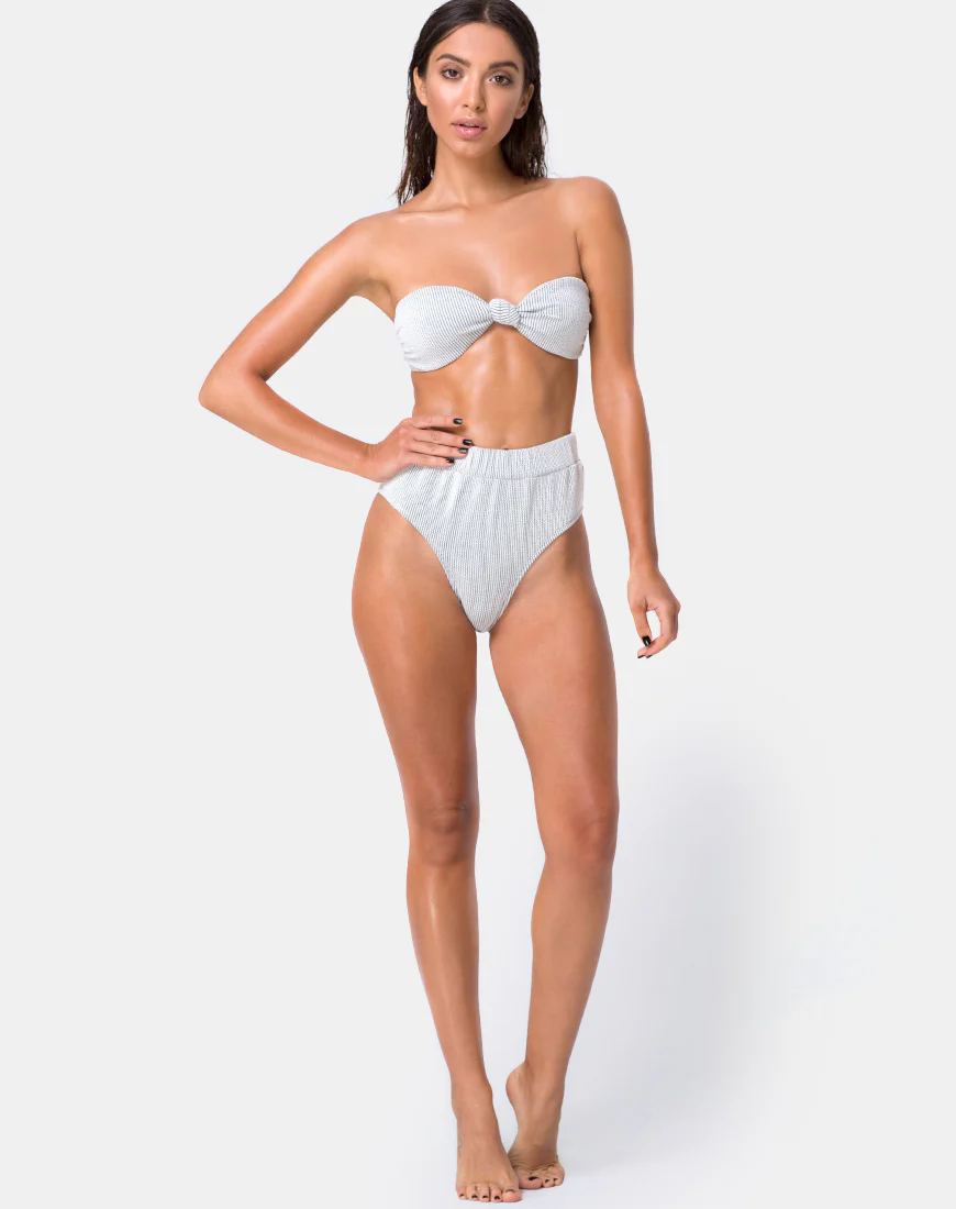 Nima Bikini Bottom in Crinkle Rib White - Awmao