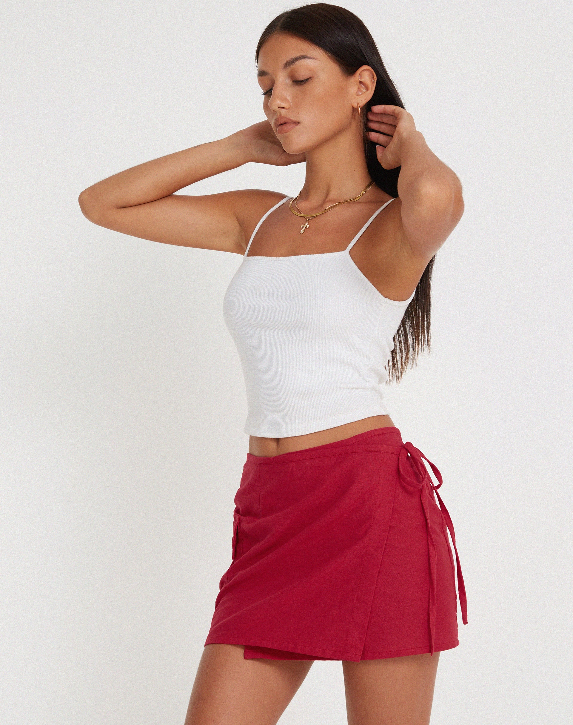 Valio Mini Skirt in Tango Red - Awmao