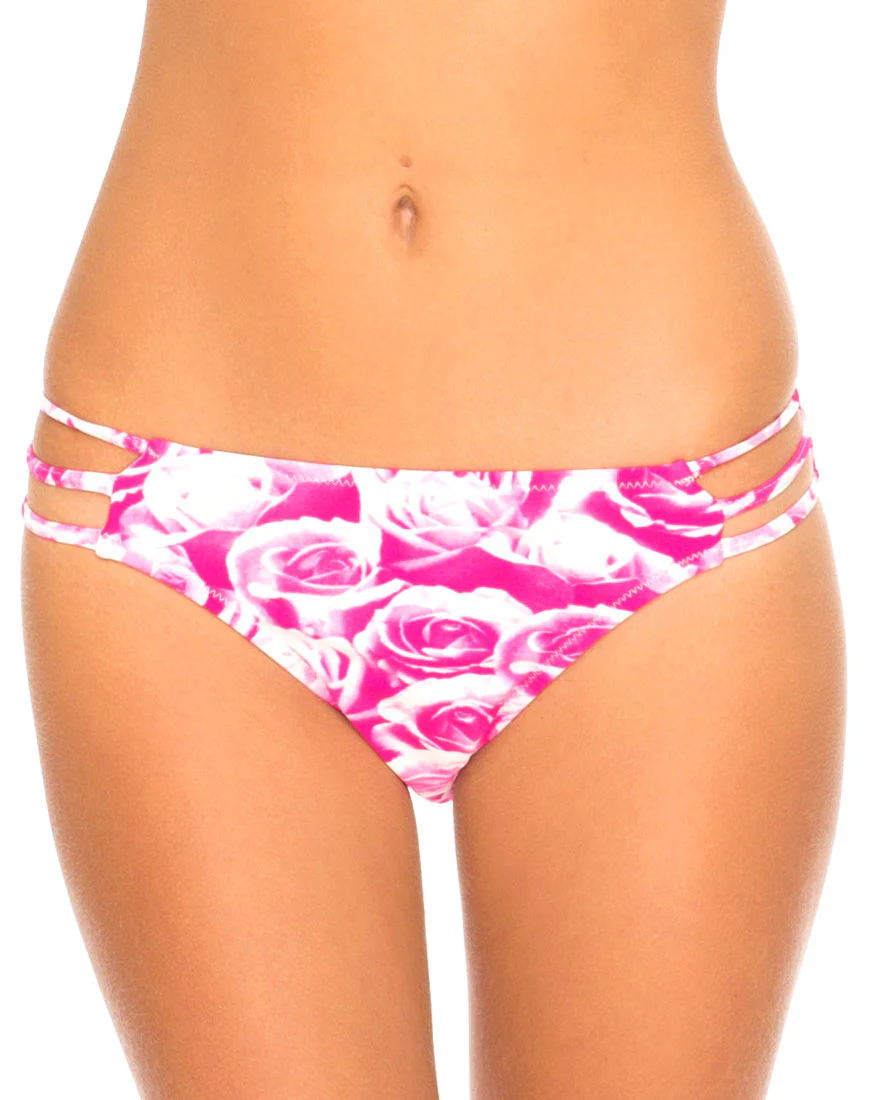 Motel Sunstone Strappy Bikini Bottom in Monorose Pink - Awmao