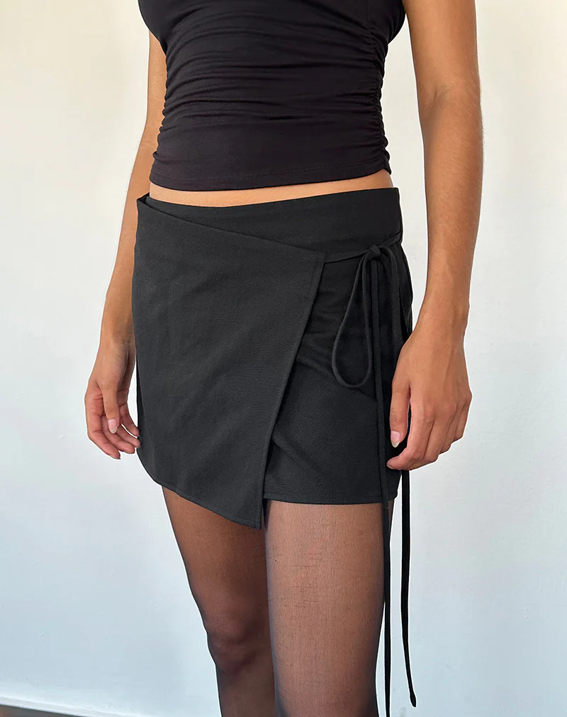 Tanix Wrap Skirt in Tailoring Black - Awmao