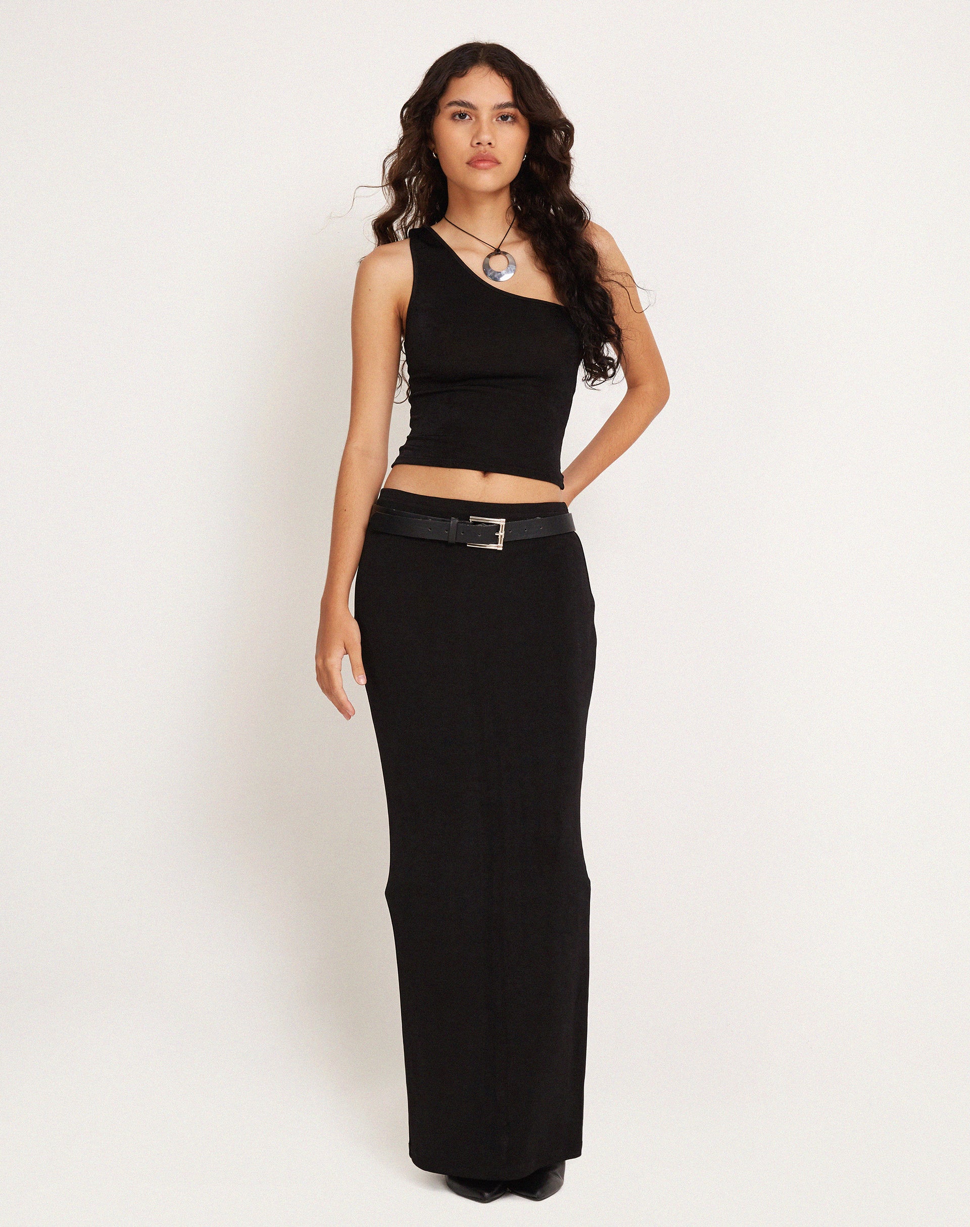Bay One Shoulder Top in Black - Awmao
