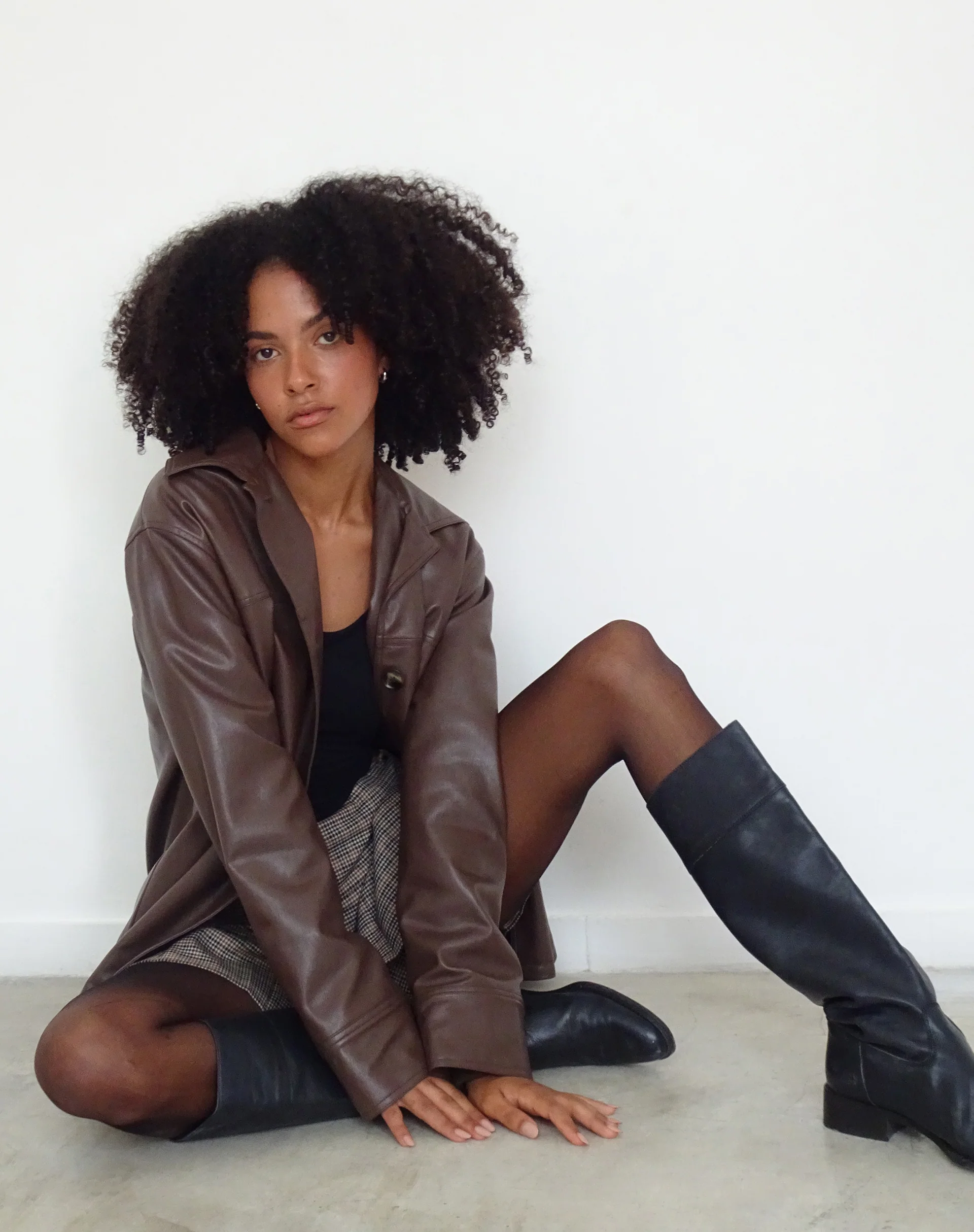 Walta Jacket in PU Truffle Brown - Awmao