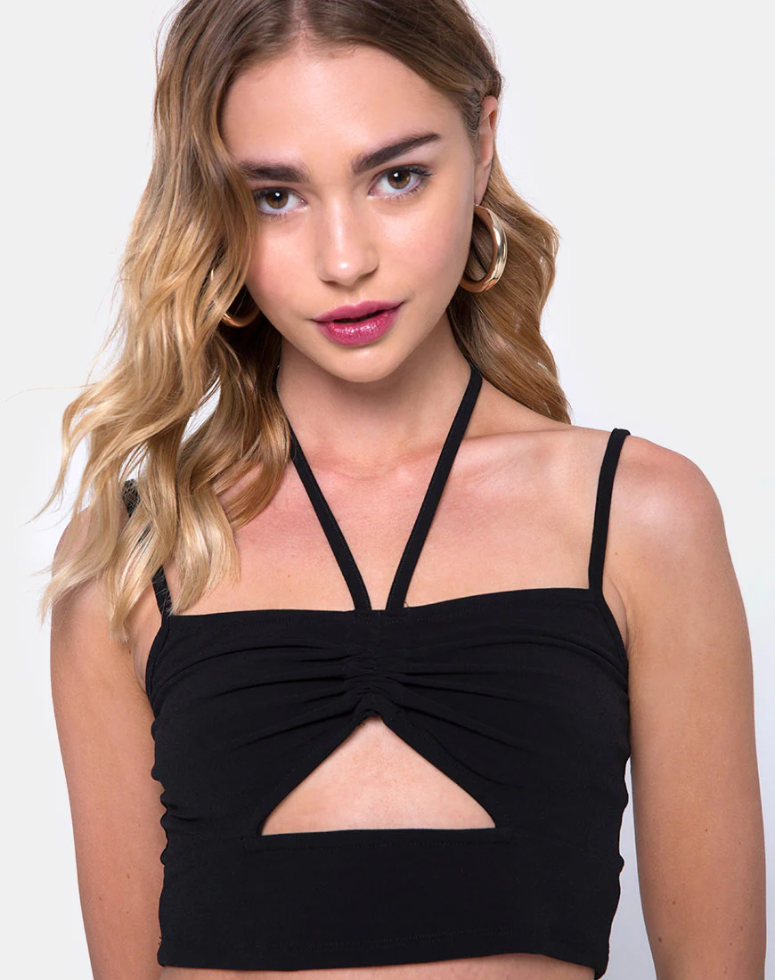 Chateau Crop Top in Black - Awmao