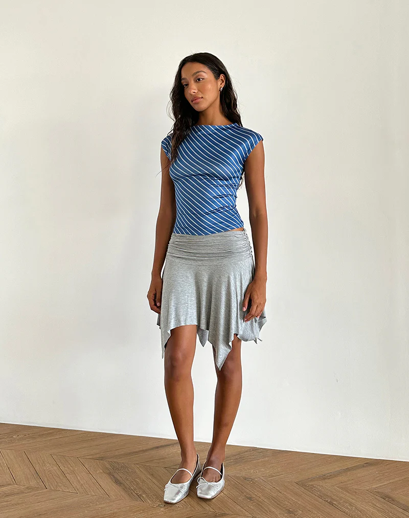 Nova Slinky Top in Blue Diagonal Stripe - Awmao