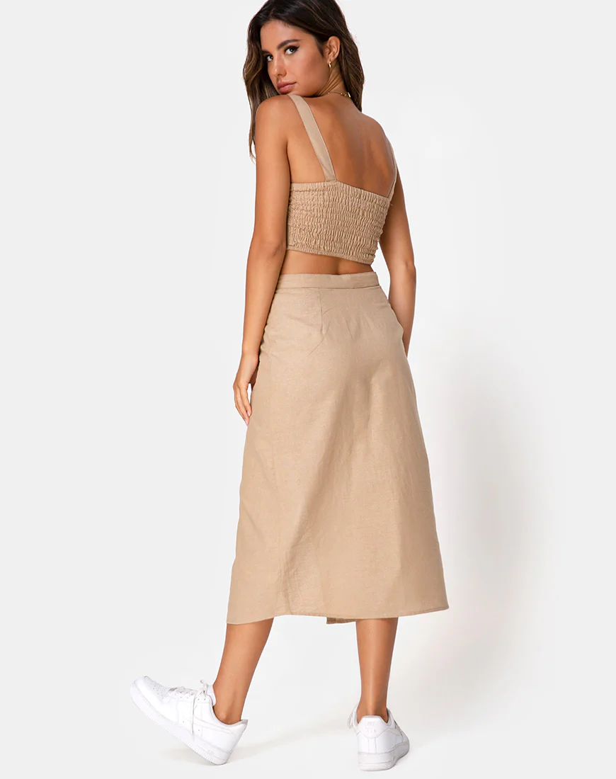 Kaisa Midi Skirt in Taupe - Awmao