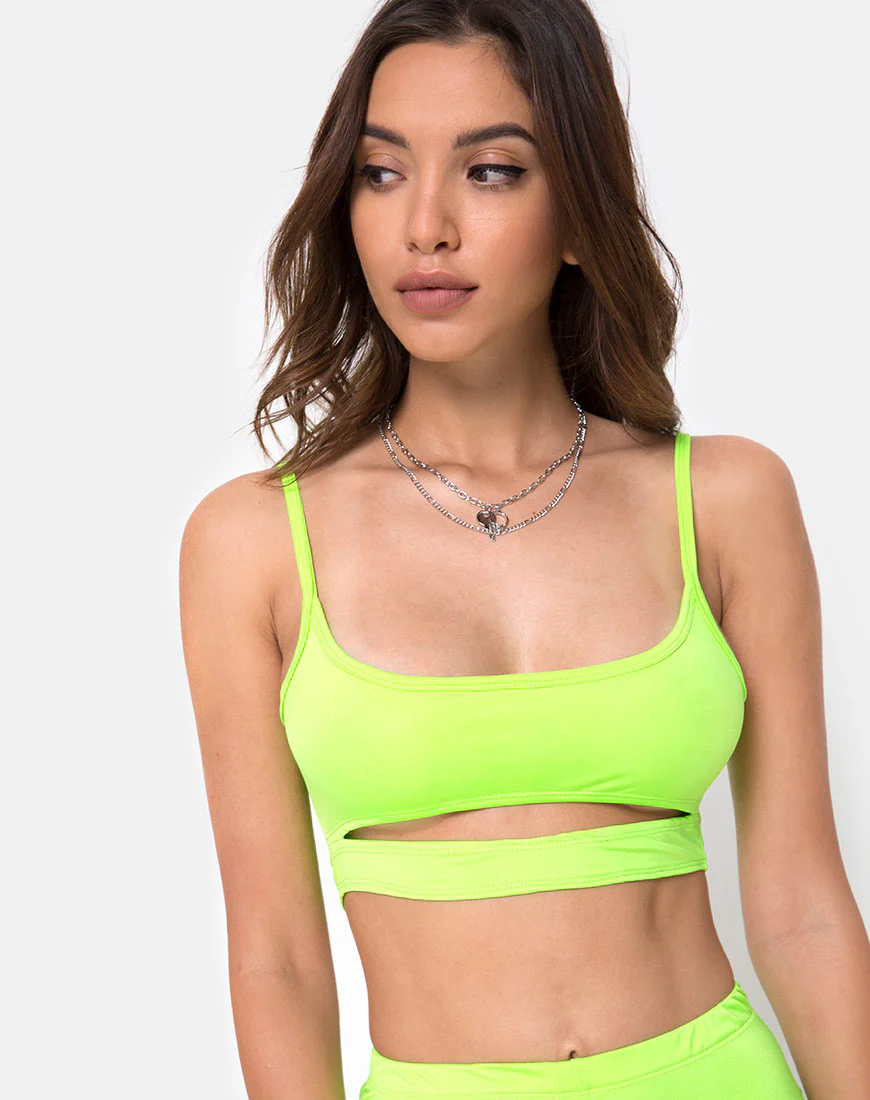Misho Crop Top in Fluro Green - Awmao