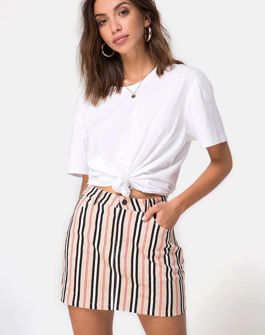 Mini Broomy Skirt in Classic Stripe Vertical - Awmao