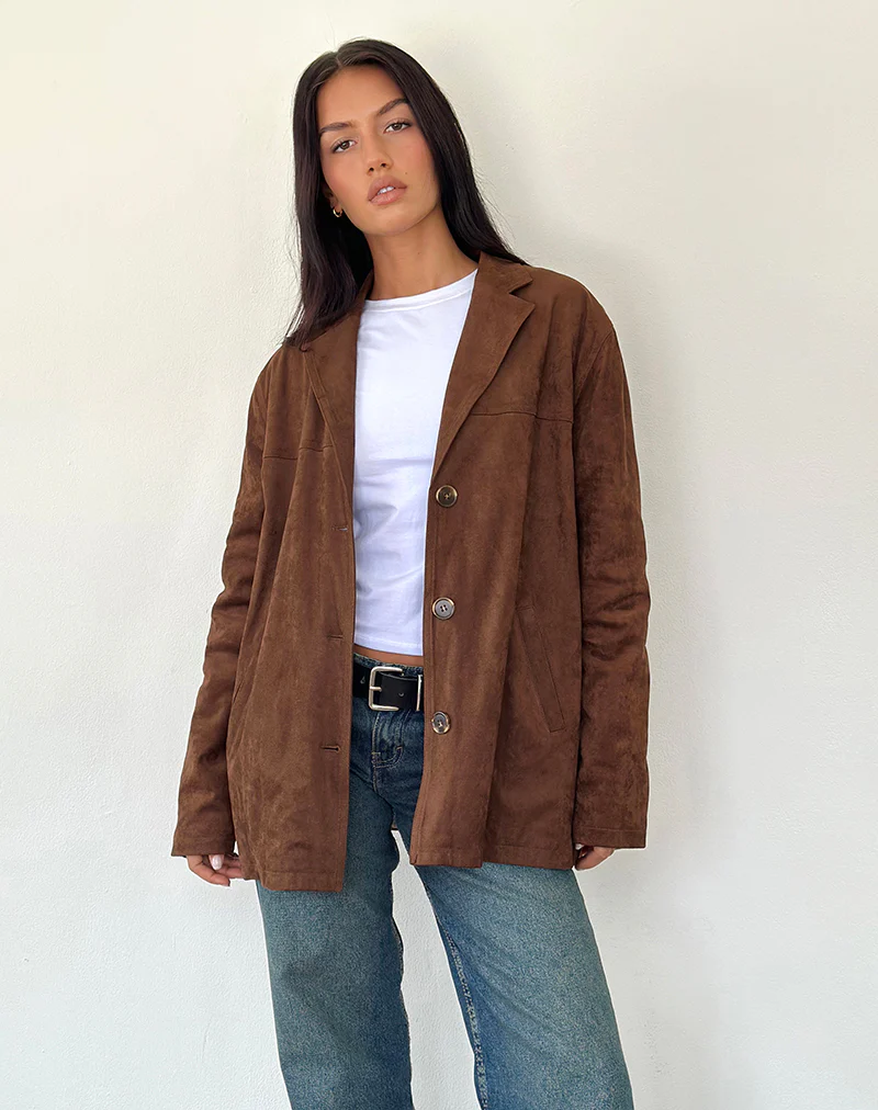 Wita Jacket in Suede Brown - Awmao