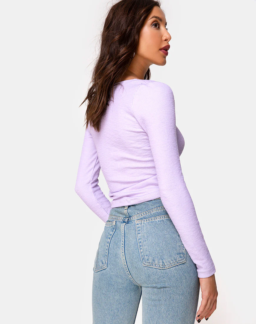 Guanelle Top in Rib Lilac - Awmao