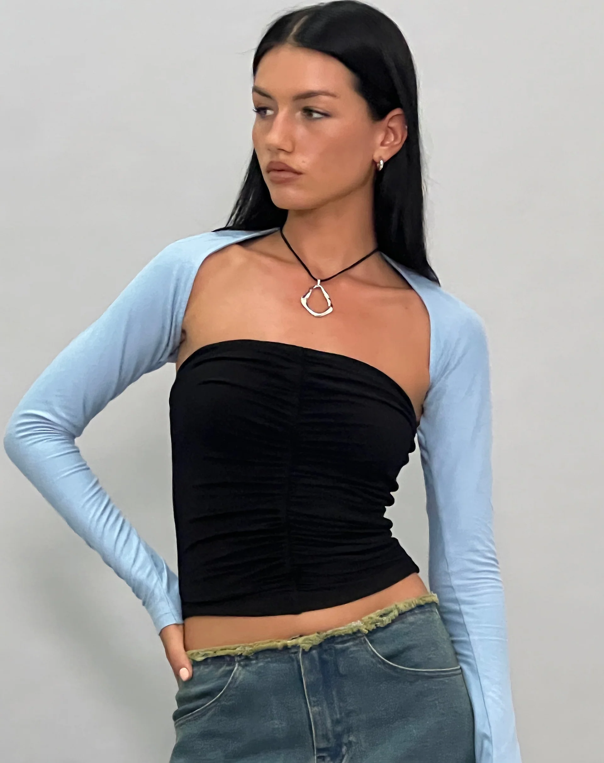 Ladri Shrug Top in Nantucket Blue - Awmao