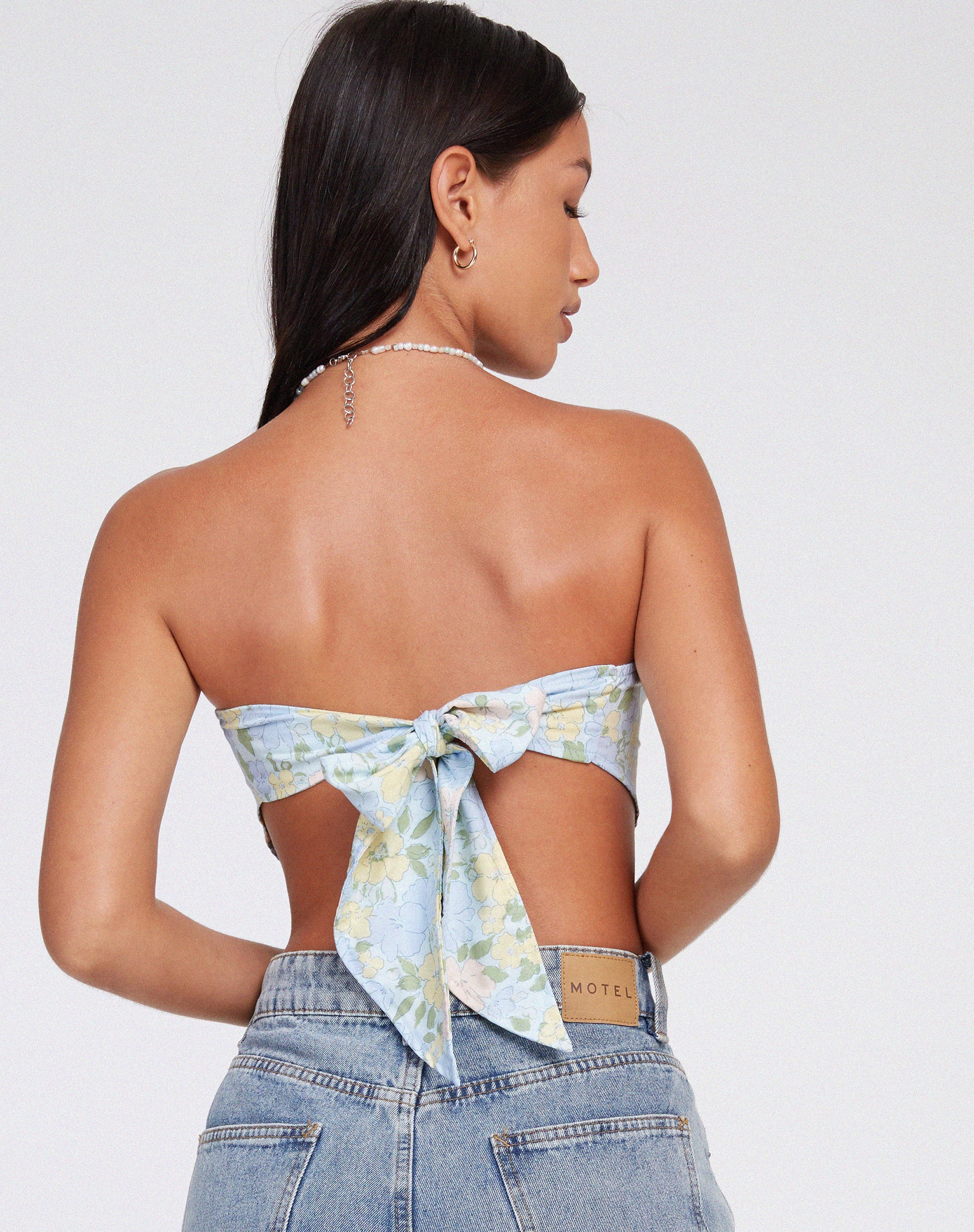 Nolda Crop Top in Washed Out Pastel Floral - Awmao