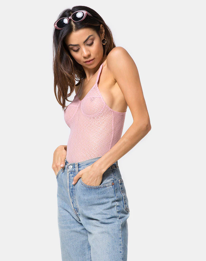 Lanora Bodice in Lacey Knit Blush - Awmao