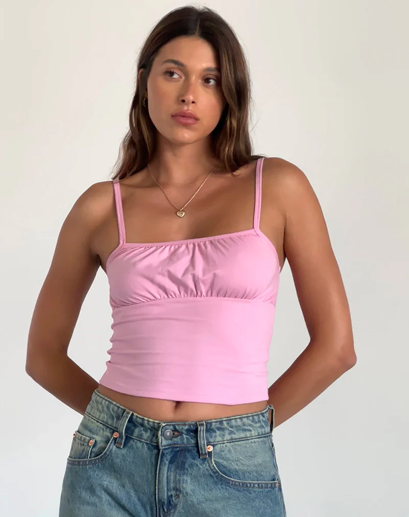 Sasya Cami Top in Flamingo Pink - Awmao