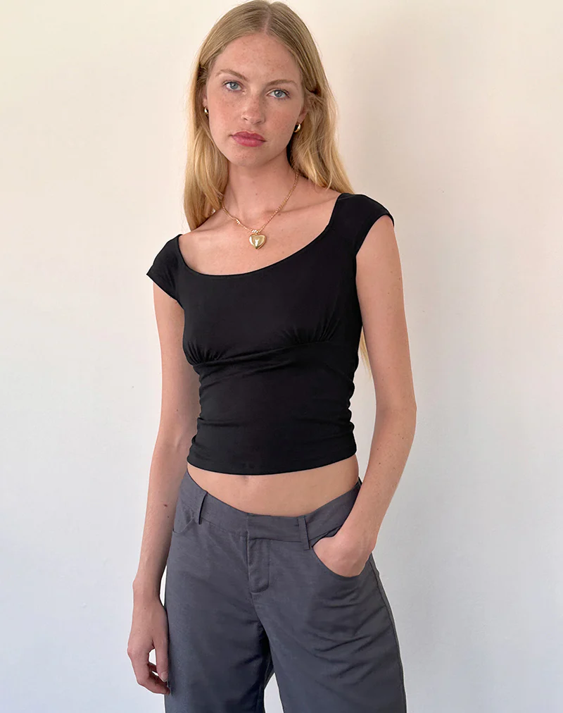 Cania Top in Black Lycra - Awmao