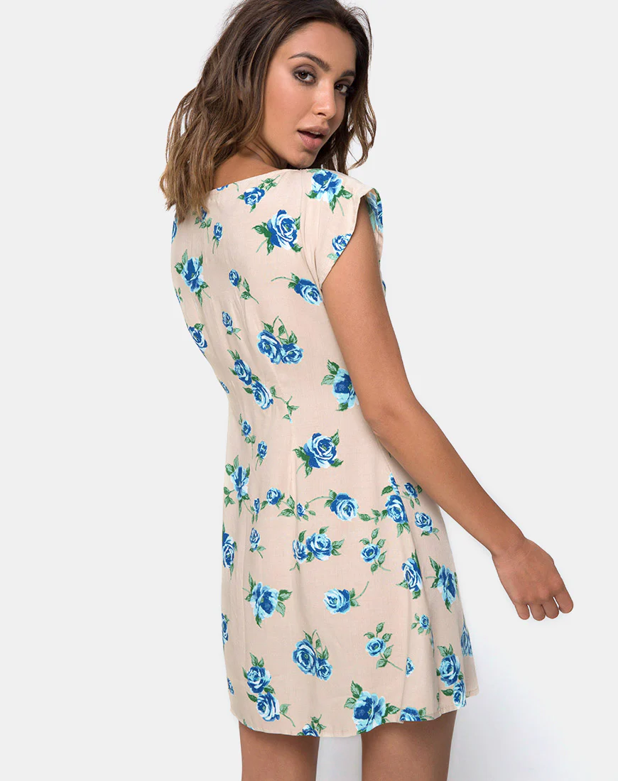Trisemi Dress in Rose Blossom Blue - Awmao