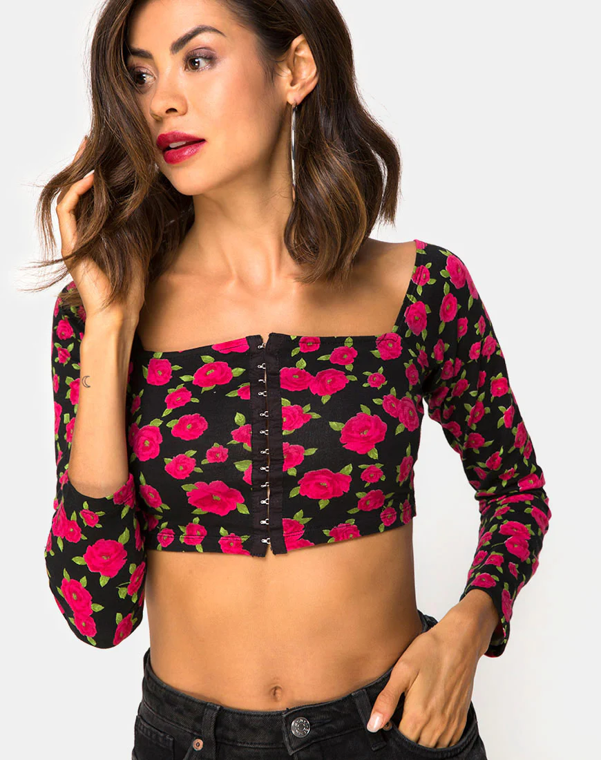 Moluc Top in Red Bloom - Awmao