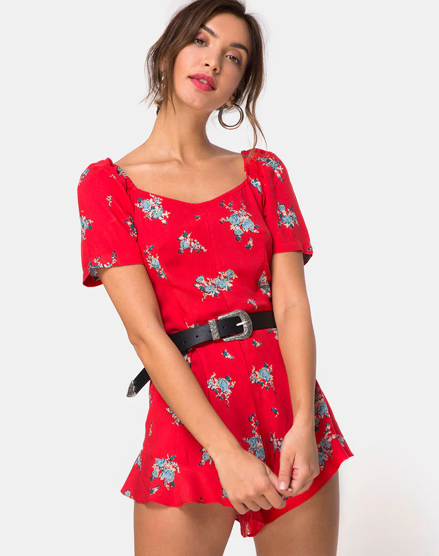 Bersho Playsuit in Soi Rose Red - Awmao