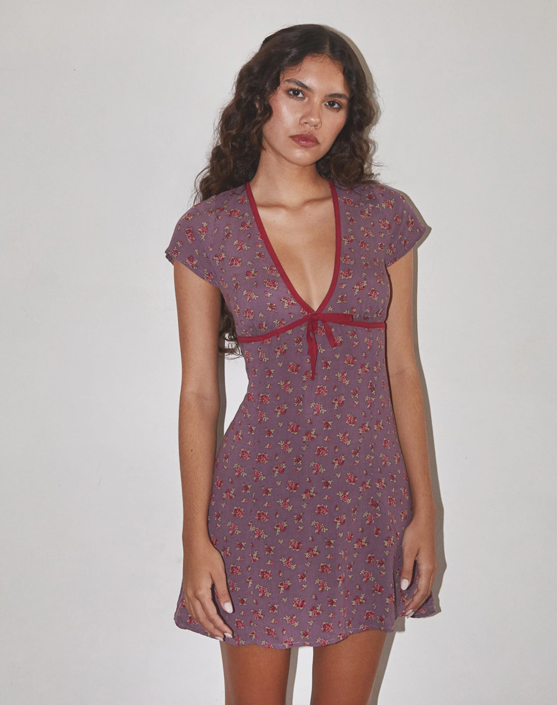 Vaiso Mini Dress in Flowing Rose Deep Purple - Awmao