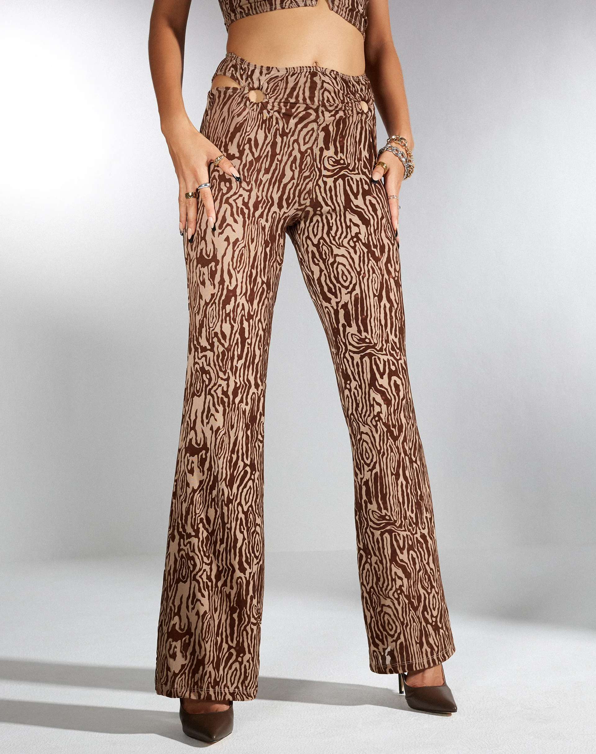 Sesaot Flare Trouser in Animal Ripple Flock - Awmao