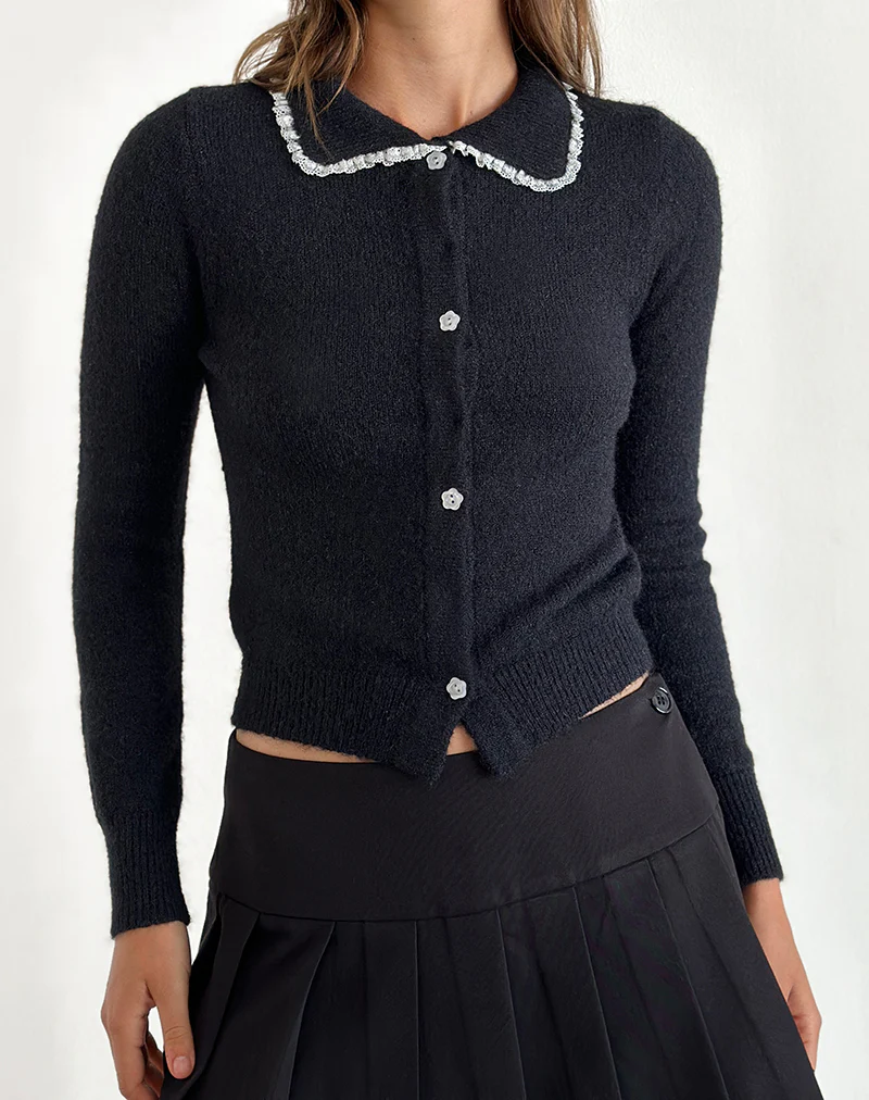 Jaiko Cardigan in Knit Black - Awmao