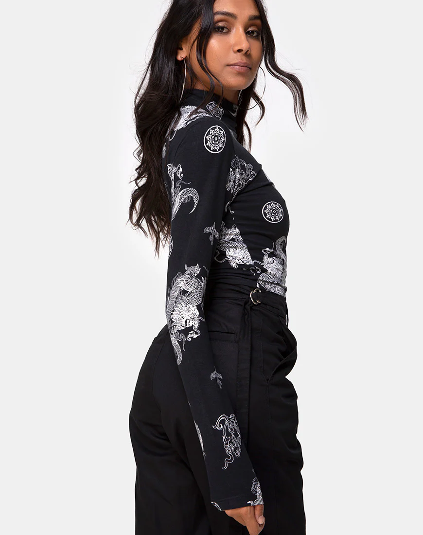 Lara Crop Top in Black Dragon - Awmao