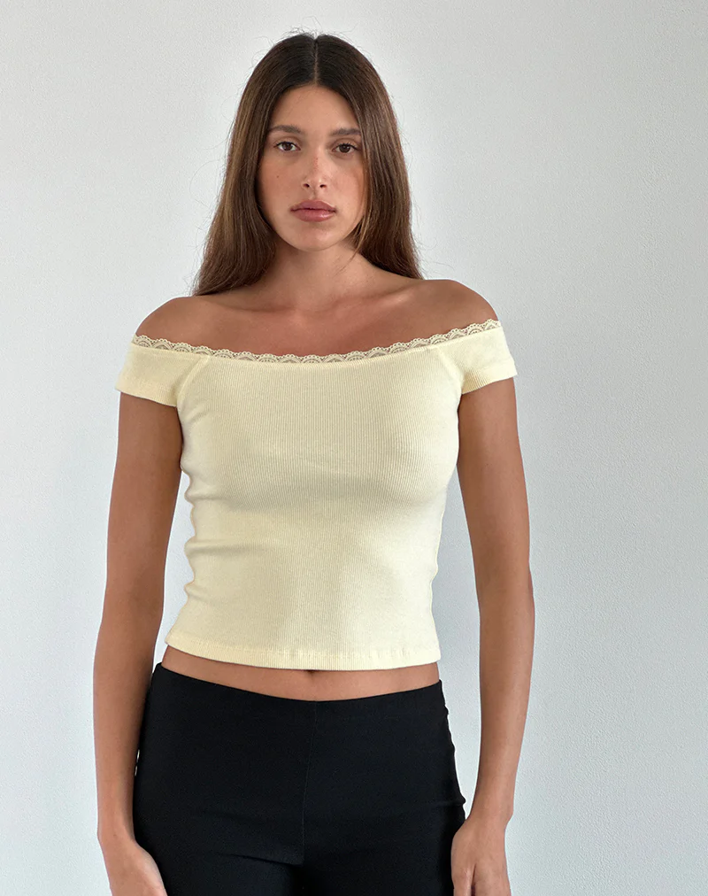 Chacha Top in Rib Lace Buttercream - Awmao