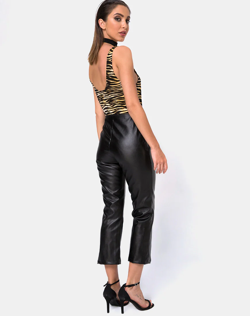 Moto Pants in Vegan Leather Black - Awmao