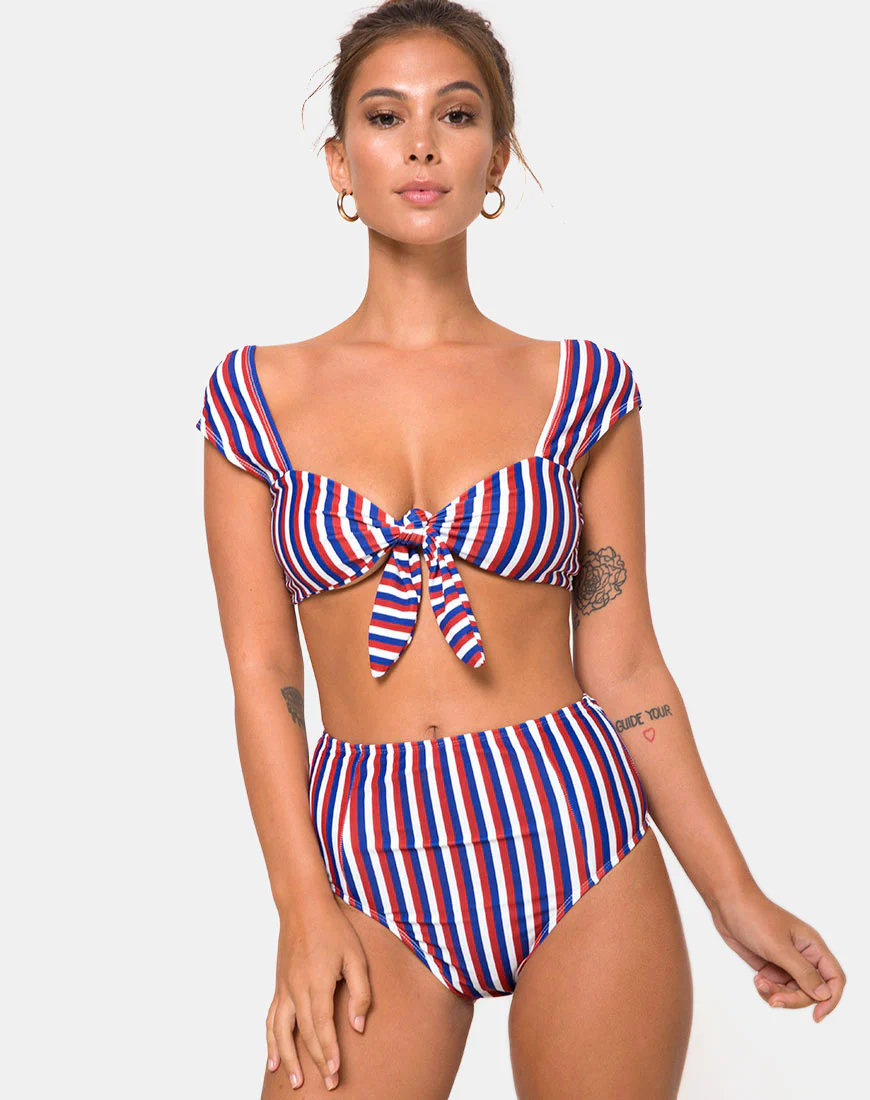 Grifin Bikini Top in Triple Stripe - Awmao