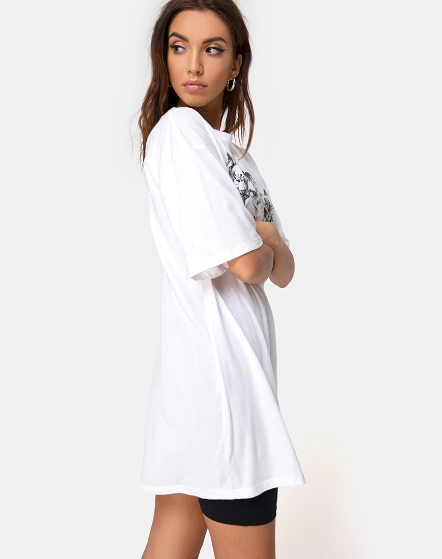 Sunny Kiss Tee in White with Cherub - Awmao