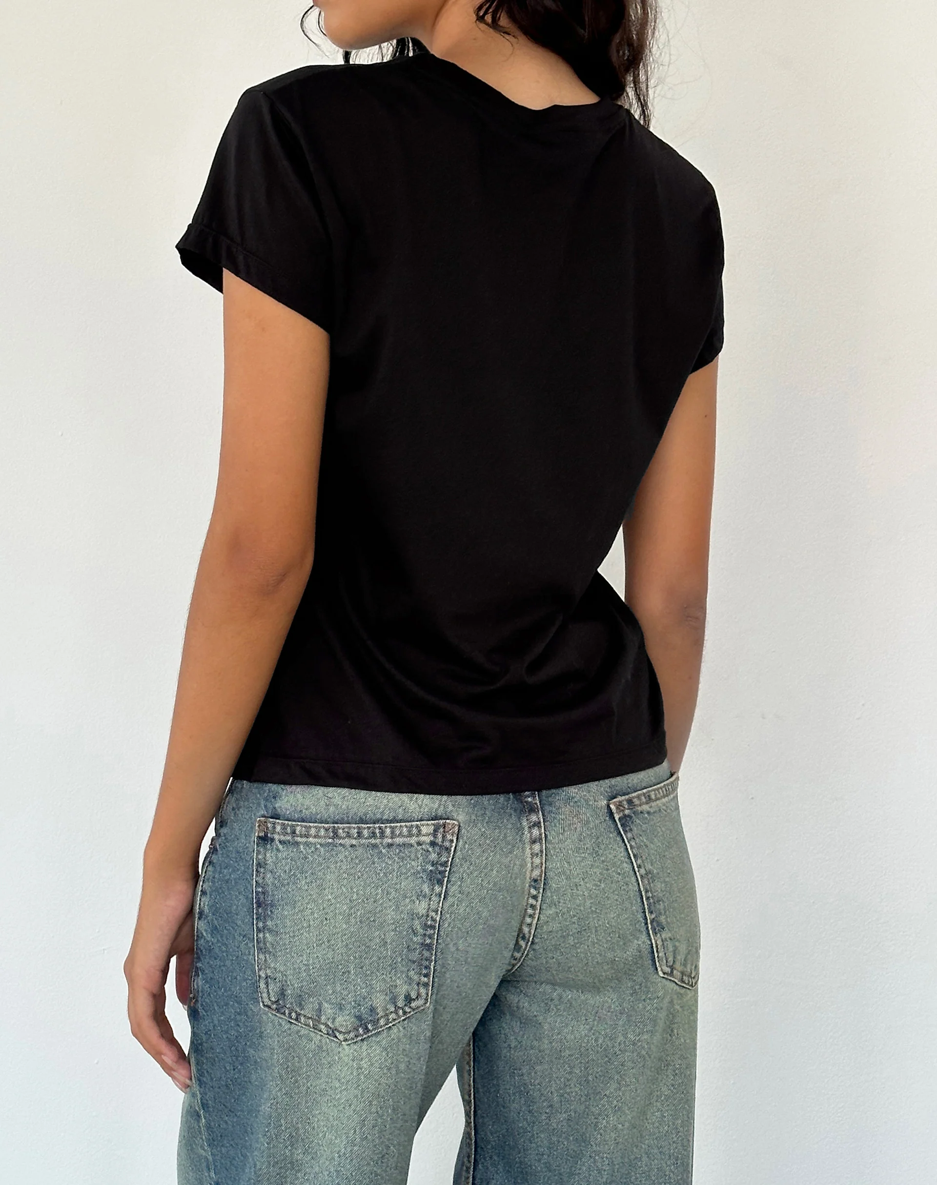 Clio Baggy Tee in Black Tissue Jersey - Awmao