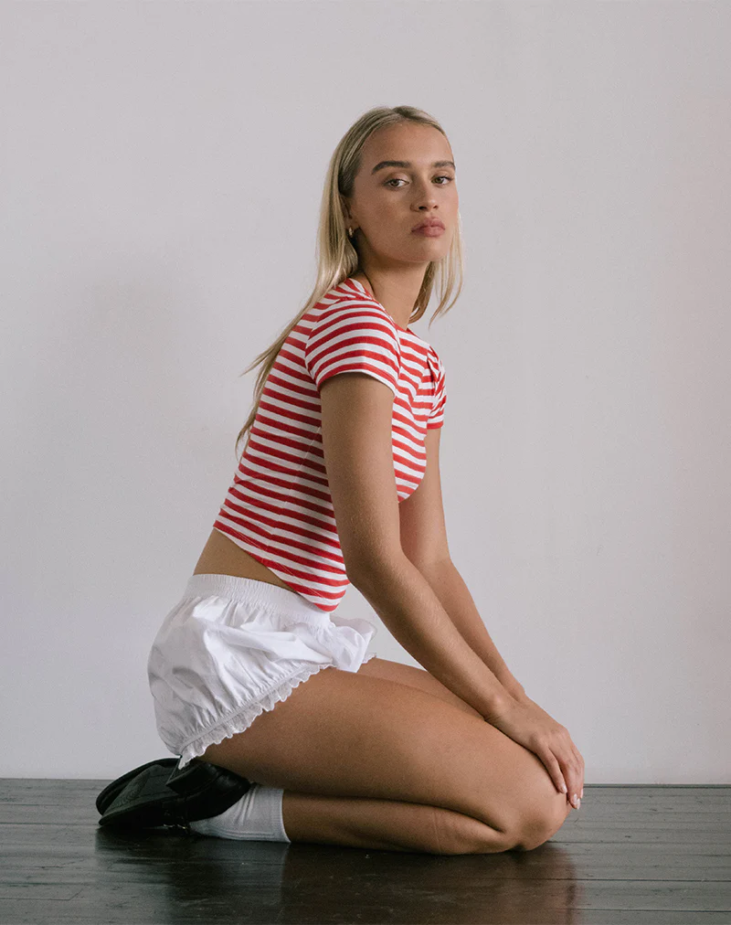 Ralina Top in Red and White Stripe - Awmao