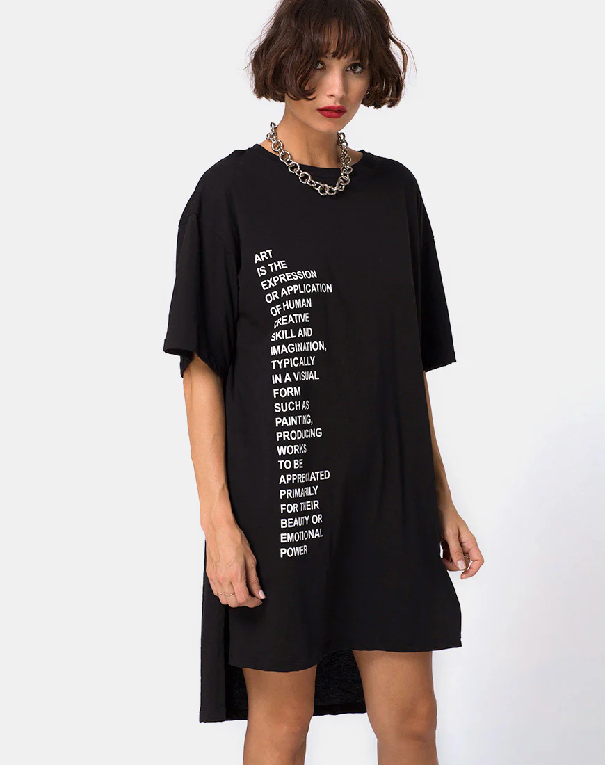 Step Hem 'Art Expression' Oversized T-Shirt Dress - Awmao