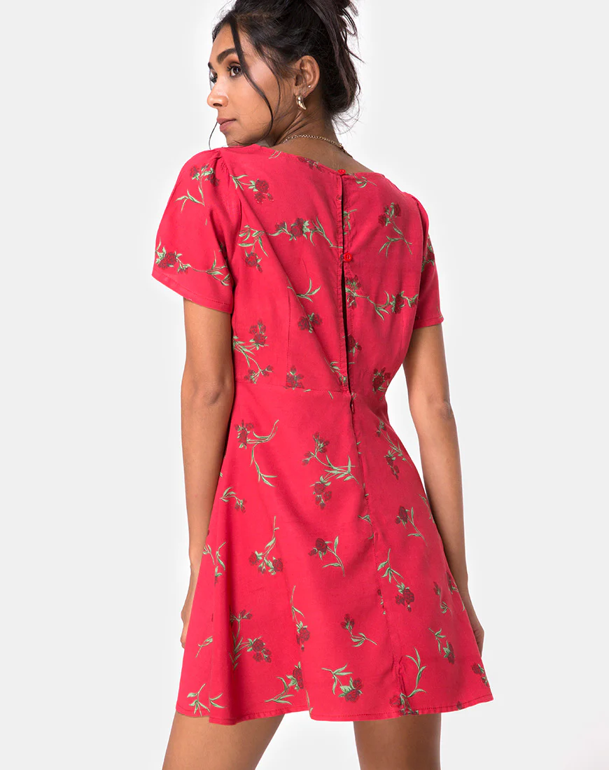 Peky Tea Dress in Rouge Rose Pink - Awmao