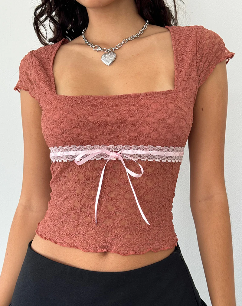 Sherine Lace Top in Withered Rose - Awmao