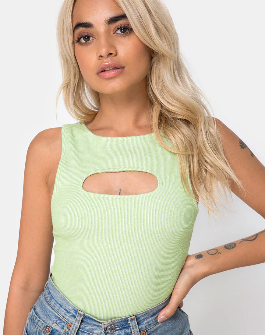 Lisari Bodice in Rib Pastel Lime - Awmao