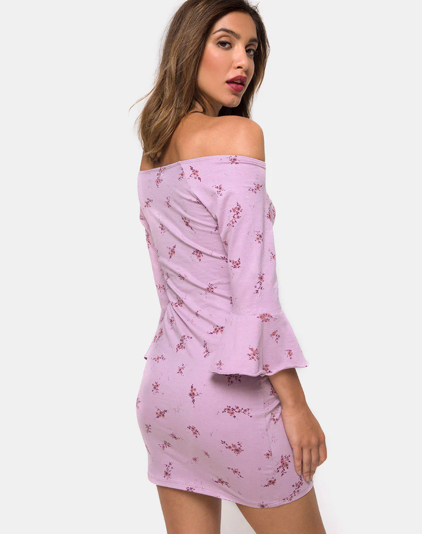 Migare Bodycon Dress in Forget Me Not Lilac - Awmao