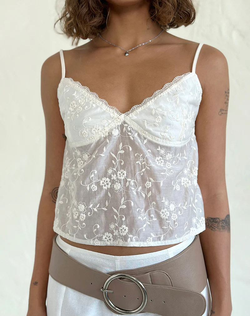 Kasturi Top in Broderie White - Awmao