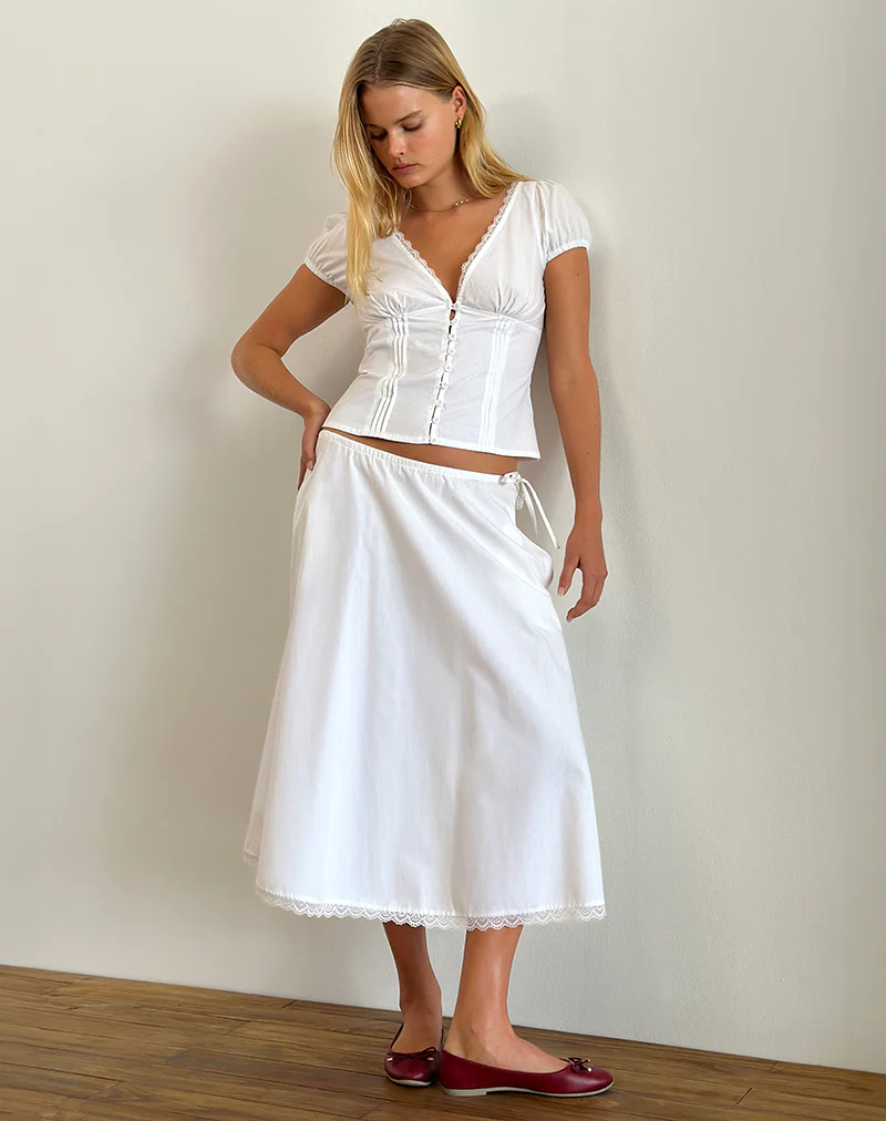 Ilias Corset Top in Poplin White - Awmao