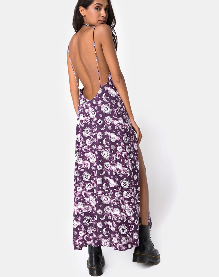 Hime Maxi Dress in Purple Zodiac - Awmao