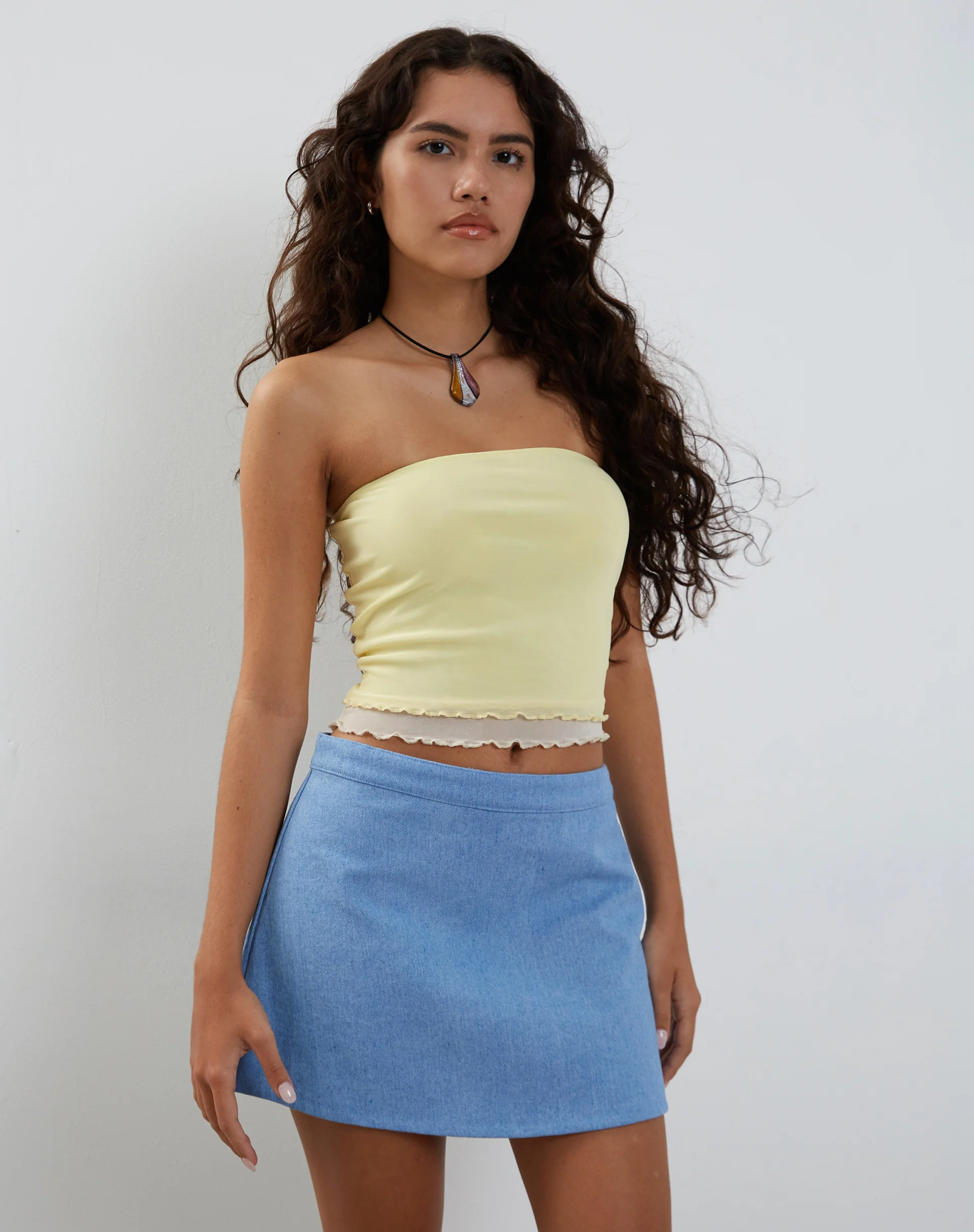 Oetari Mini Skirt in Bleach Wash - Awmao